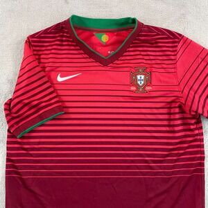 NIKE PORTUGAL 2014 HOME JERSEY Shirt‎ Youth XL Red V Neck Soccer Futbol Dri Fit